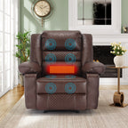 Fauteuil inclinable manuel marron avec massage, chauffage et cadre robuste