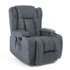 Fauteuil inclinable manuel marron avec 5 modes de massage, chauffage, télécommande, porte-gobelets et poche de rangement latérale