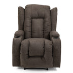 Fauteuil inclinable manuel marron avec 5 modes de massage, chauffage, télécommande, porte-gobelets et poche de rangement latérale