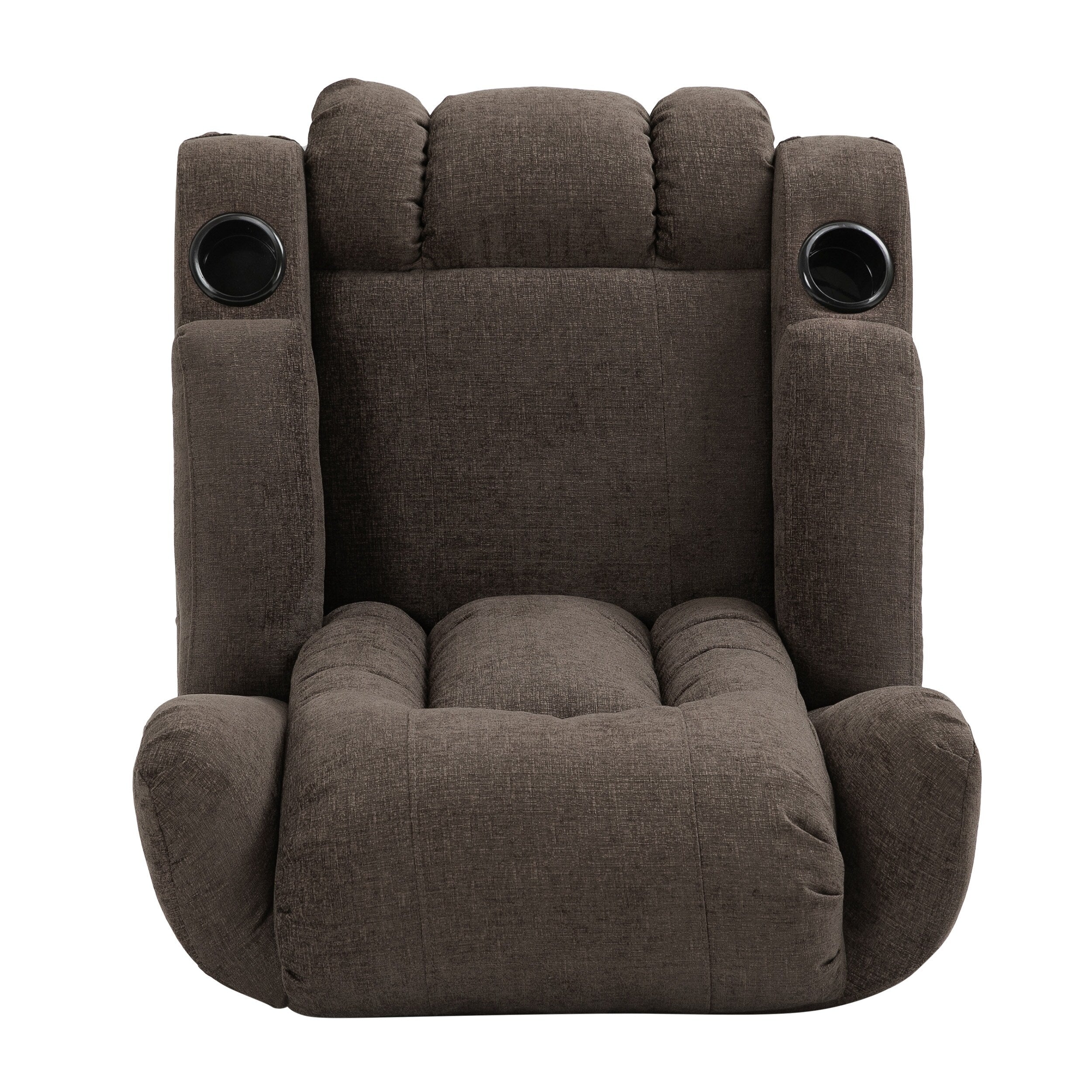 Fauteuil de massage inclinable marron avec chauffage, 5 modes de massage, porte-gobelets, télécommande et fonction d'inclinaison manuelle