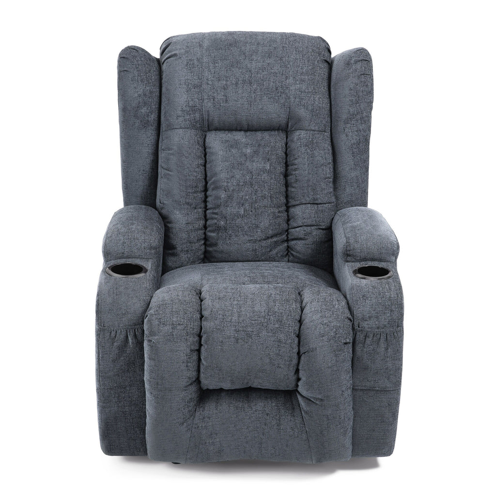 Fauteuil de massage inclinable marron avec chauffage, 5 modes de massage, porte-gobelets, télécommande et fonction d'inclinaison manuelle