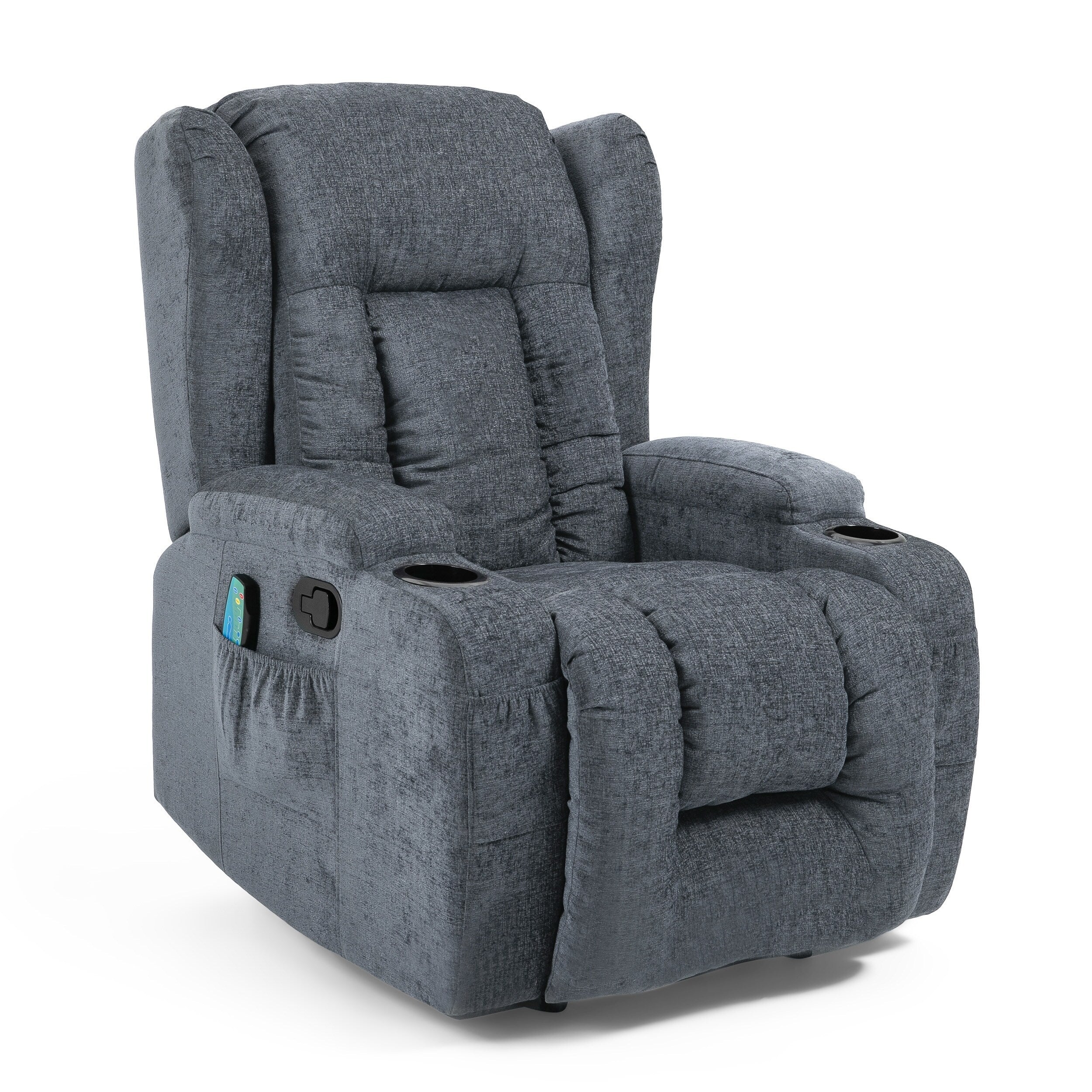 Fauteuil de massage inclinable marron avec chauffage, 5 modes, porte-gobelets, télécommande et fonction d'inclinaison manuelle