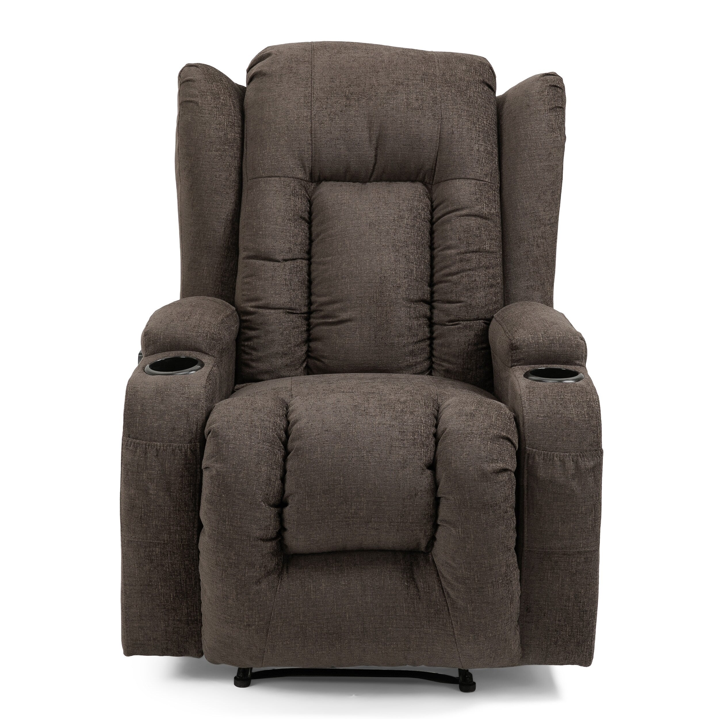 Fauteuil de massage inclinable marron avec chauffage, 5 modes, porte-gobelets, télécommande et fonction d'inclinaison manuelle