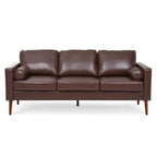 Canapé 3 places marron Mid Century Modern 76,7 PU avec structure en bois de fer pour le salon