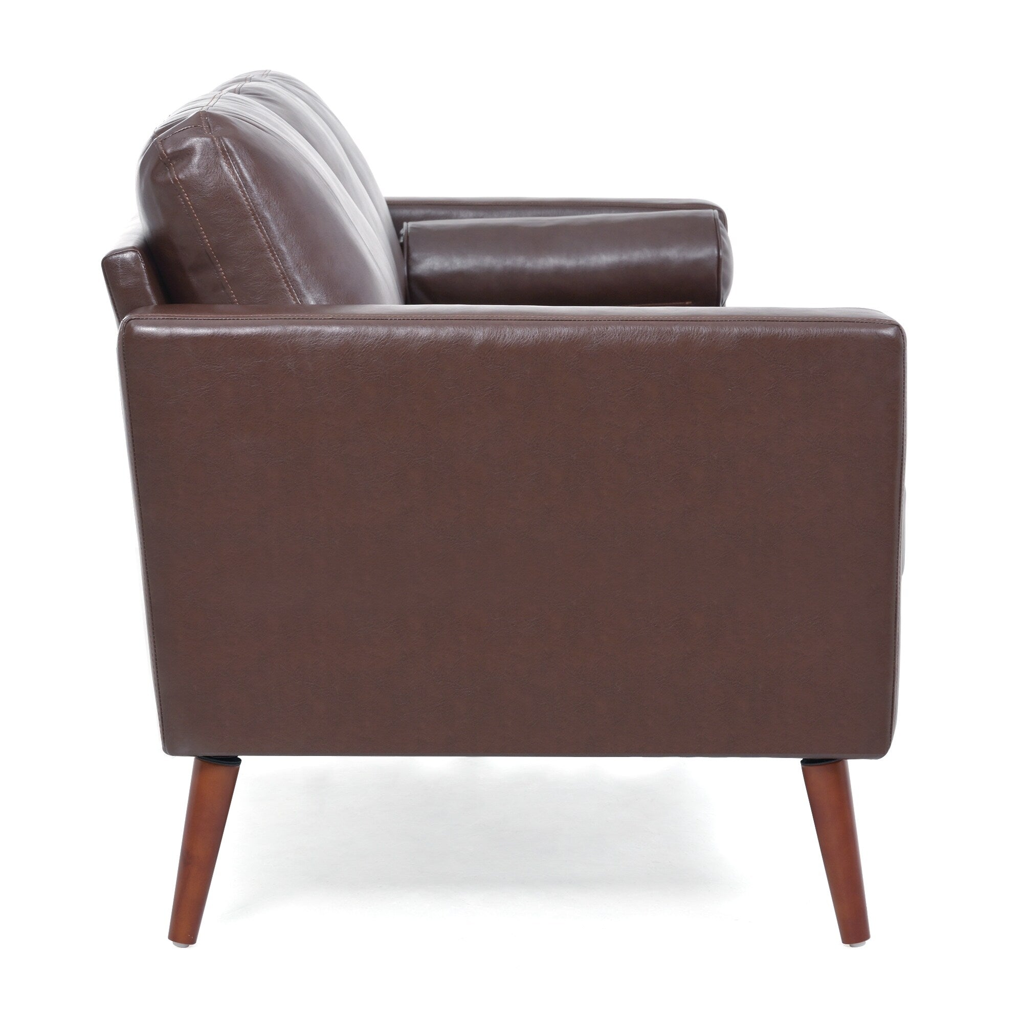 Canapé 3 places marron Mid Century Modern 76,7 PU avec structure en bois de fer pour le salon