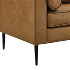 Canapé causeuse rembourré marron de style Mid-Century Modern 79 avec coussins et oreillers pour le salon