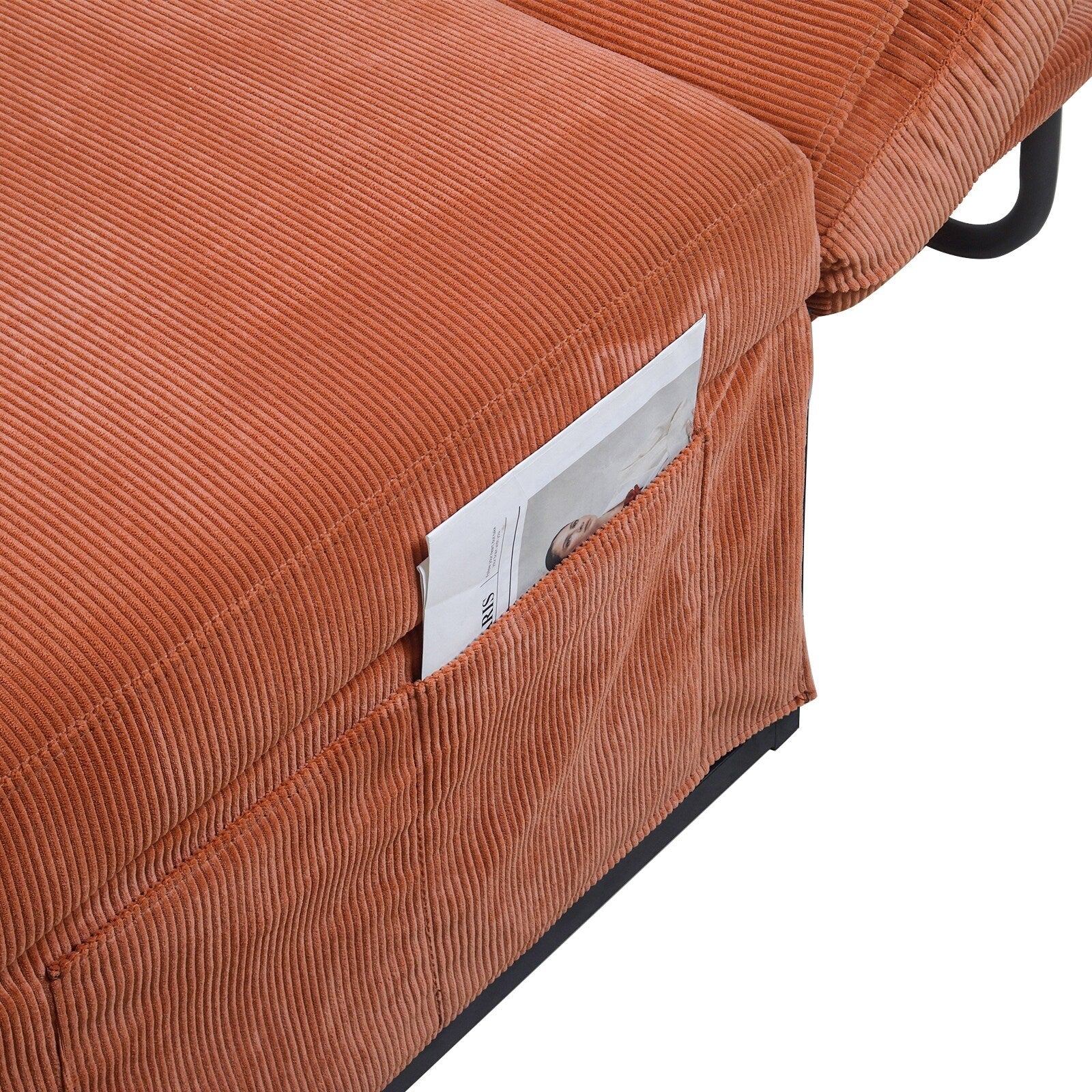 Canapé-lit convertible simple en velours côtelé marron moderne 36,61 po avec dossier inclinable pour salon