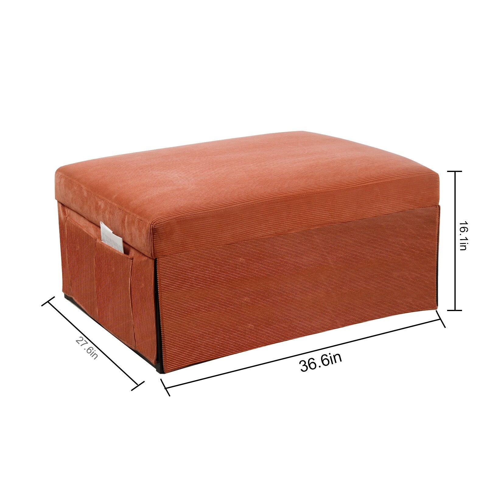 Canapé-lit convertible simple en velours côtelé marron moderne 36,61 po avec dossier inclinable pour salon