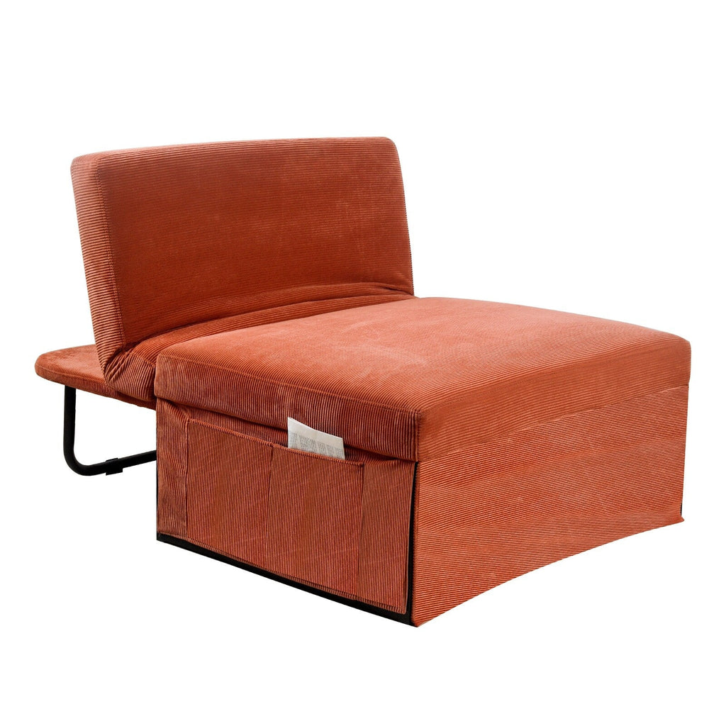 Canapé-lit convertible simple en velours côtelé marron moderne 36,61 po avec dossier inclinable pour salon