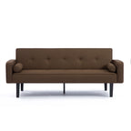 Canapé-lit futon convertible 3 places marron moderne 71,65 avec pieds en bois massif et oreillers pour le salon