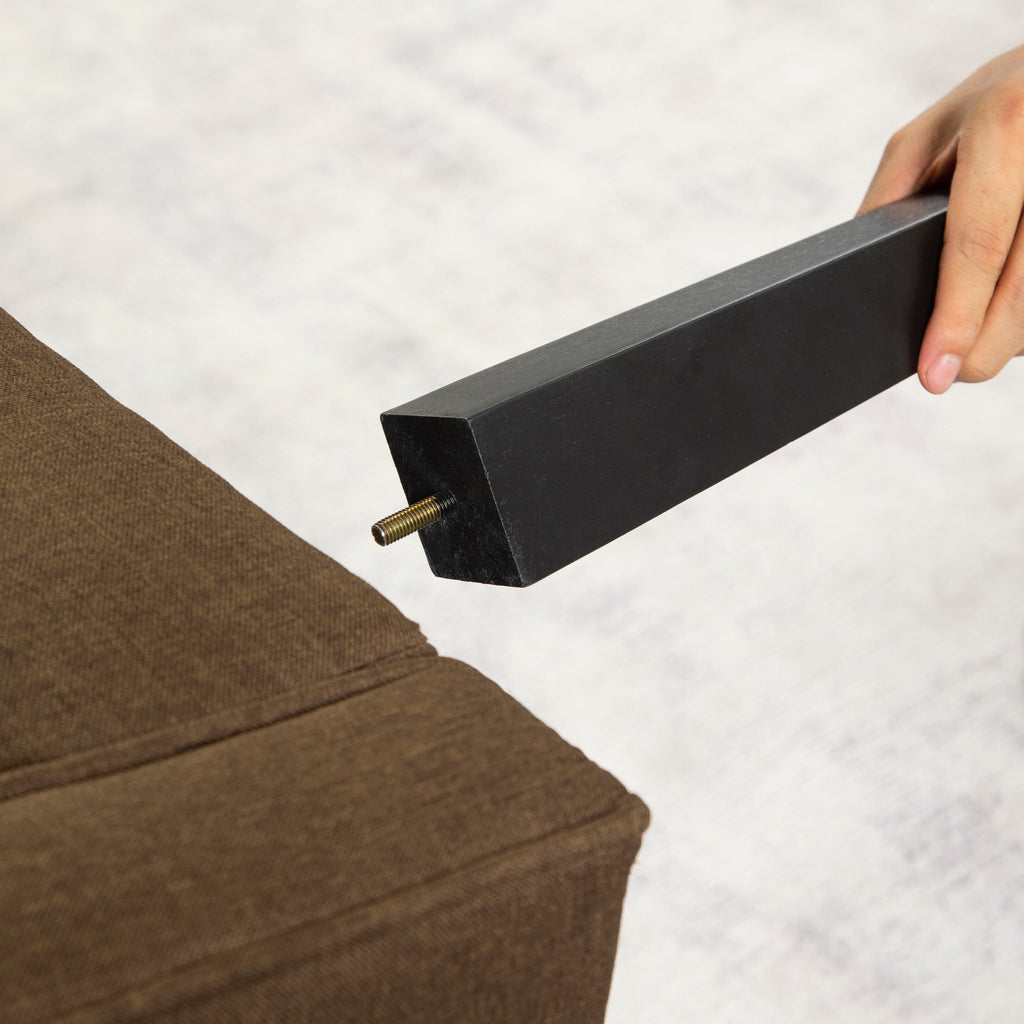 Canapé-lit futon convertible 3 places marron moderne 71,65 avec pieds en bois massif et oreillers pour le salon