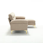 Canapé 3 places en L marron moderne de 85 pouces, avec cadre en bois de haute qualité, coussins à ressorts et coussins de taille, design classique.