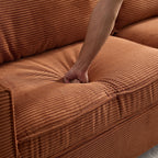Canapé 3 places en velours côtelé marron moderne 87,4 avec porte-gobelet et sacs de rangement pour le salon