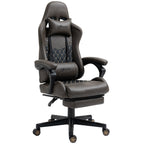Fauteuil de jeu inclinable pivotant à 360° en cuir synthétique marron avec repose-pieds, appui-tête, support lombaire et hauteur réglable