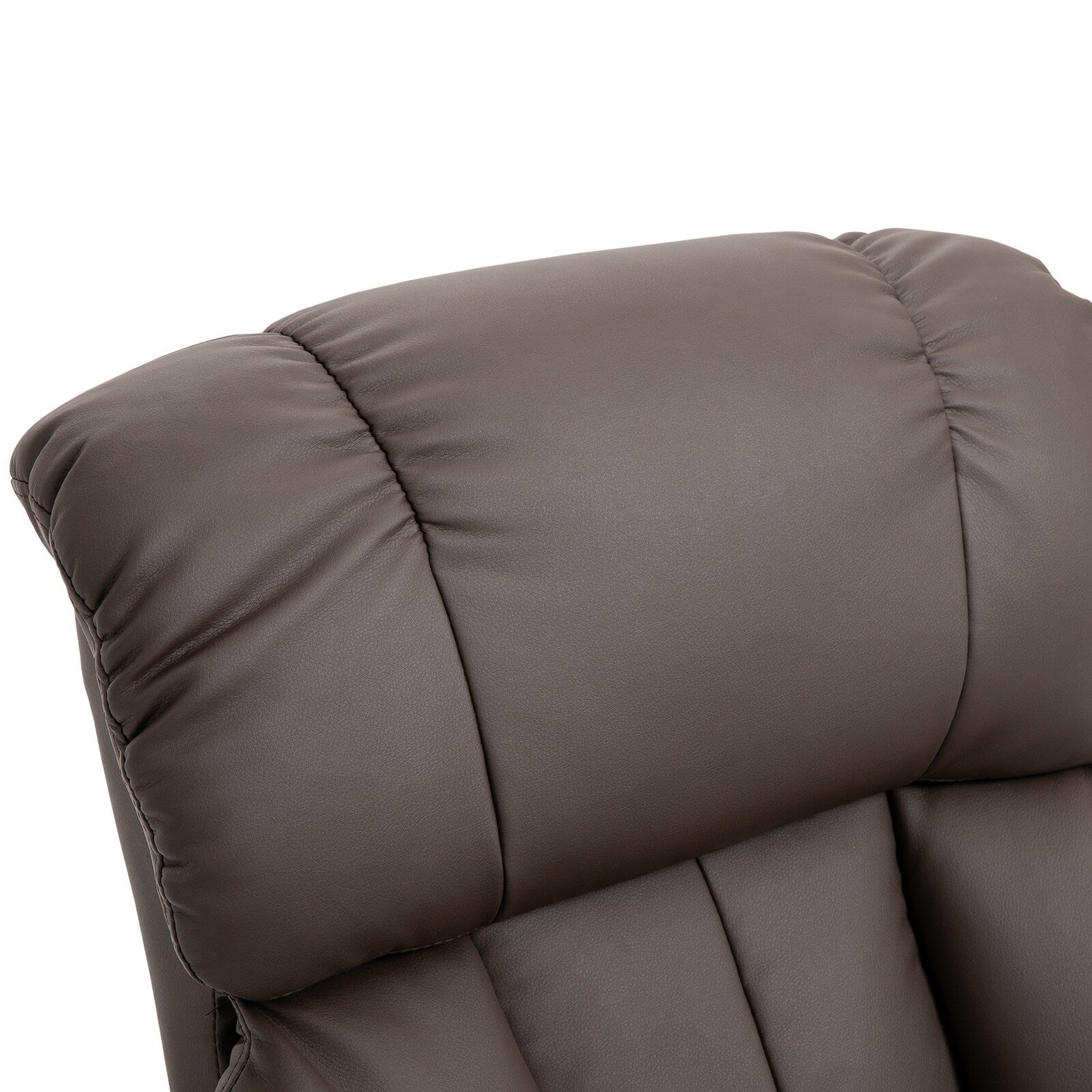 Fauteuil inclinable de massage en cuir synthétique marron avec repose-pieds, pivotant à 360° et télécommande
