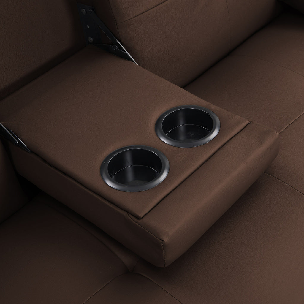 Canapé-lit causeuse en PVC marron avec cadre en bois