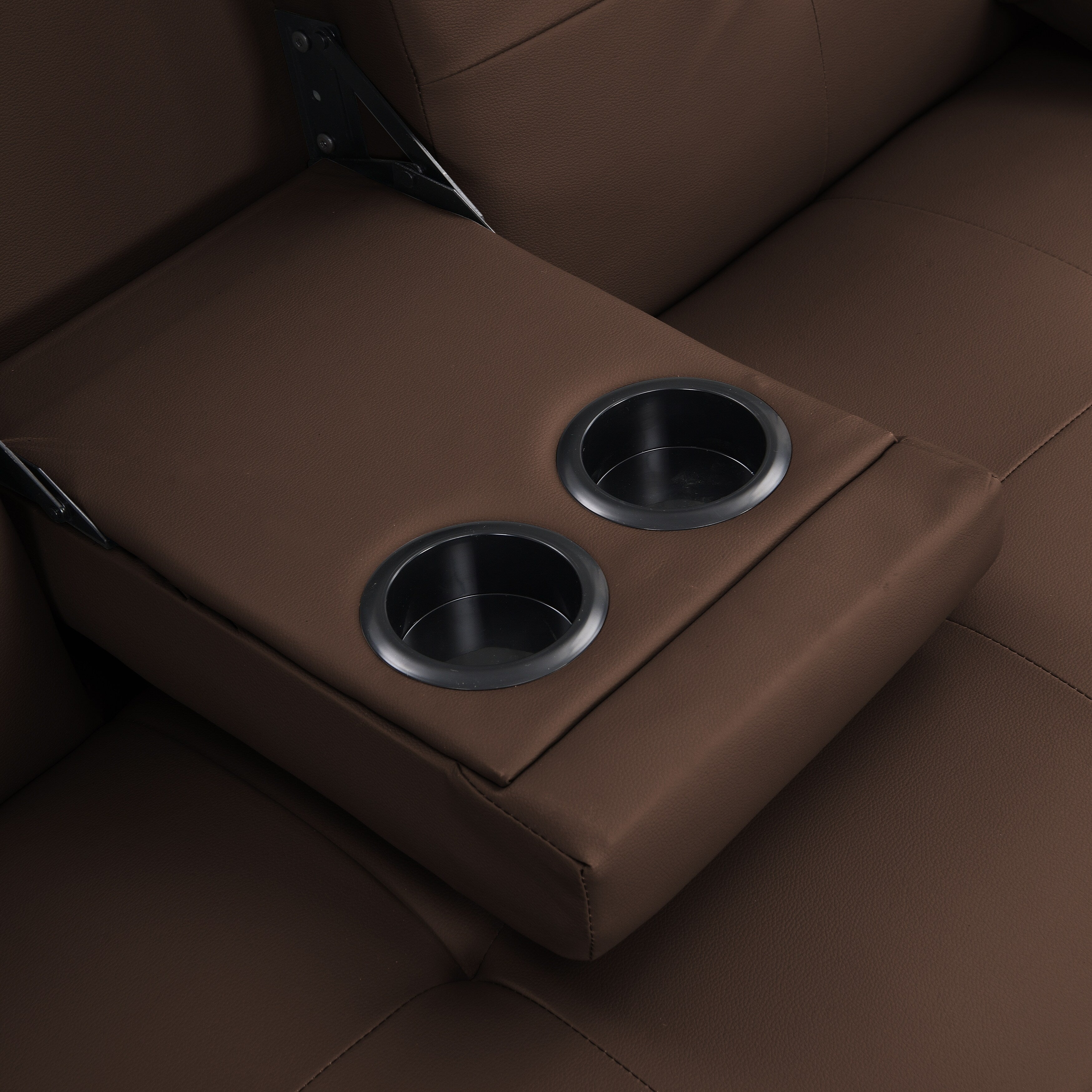 Canapé-lit causeuse en PVC marron avec cadre en bois