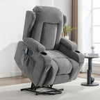 Fauteuil inclinable électrique marron avec chauffage, massage, port USB et poche latérale pour personnes âgées, inclinable et réglable pour le salon