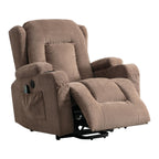 Fauteuil inclinable électrique marron avec chauffage, massage, port USB et poche latérale pour personnes âgées, inclinable et réglable pour le salon