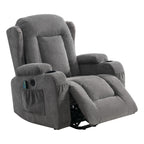 Fauteuil inclinable électrique marron avec chauffage, massage, port USB et poche latérale pour personnes âgées, inclinable et réglable pour le salon