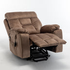 Fauteuil inclinable électrique marron avec massage et chauffage, moteur allemand, porte-gobelet en acier inoxydable et montage rapide