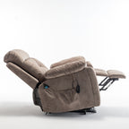 Fauteuil inclinable électrique marron avec massage et chauffage, moteur allemand, porte-gobelet en acier inoxydable et montage rapide