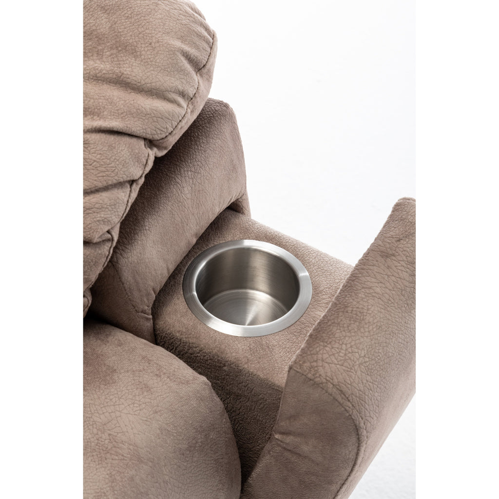 Fauteuil inclinable électrique marron avec massage, chauffage lombaire, moteur allemand silencieux, tissu en duvet d'oie et porte-gobelets