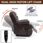 Fauteuil inclinable électrique marron avec deux moteurs, massage en 8 points, chauffage lombaire et positionnement infini