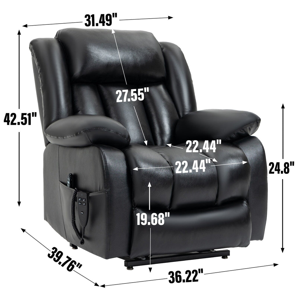 Fauteuil inclinable électrique marron avec deux moteurs, massage en 8 points, chauffage lombaire et positionnement infini