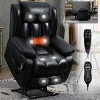 Fauteuil inclinable électrique marron avec deux moteurs, massage par vibrations à 8 points et support lombaire chauffant