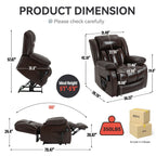 Fauteuil inclinable électrique marron avec deux moteurs, massage par vibrations à 8 points et support lombaire chauffant