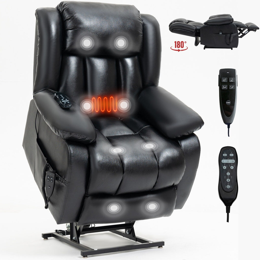 Fauteuil inclinable électrique marron avec deux moteurs, massage par vibrations à 8 points et support lombaire chauffant