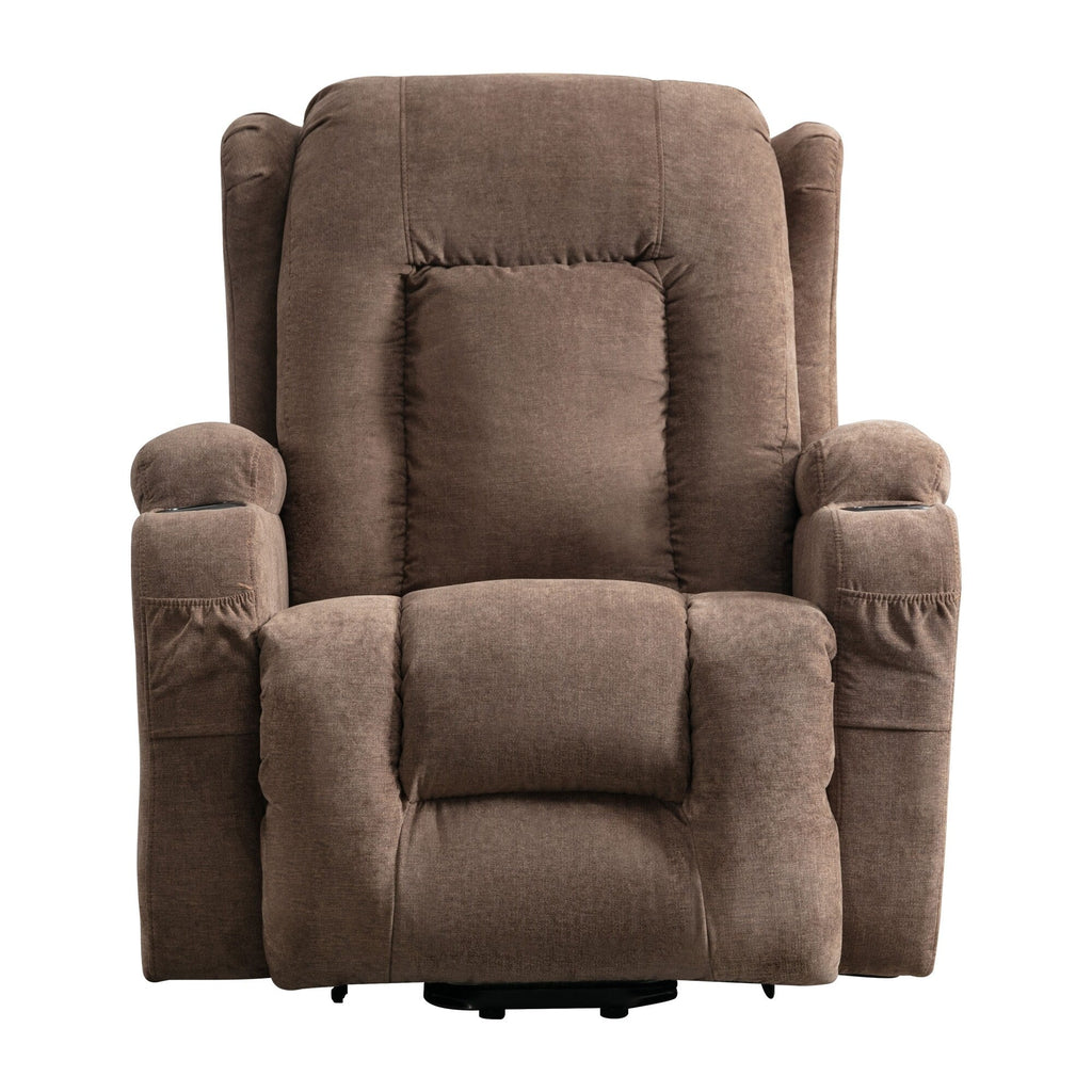 Fauteuil inclinable électrique marron avec chauffage et inclinaison réglable