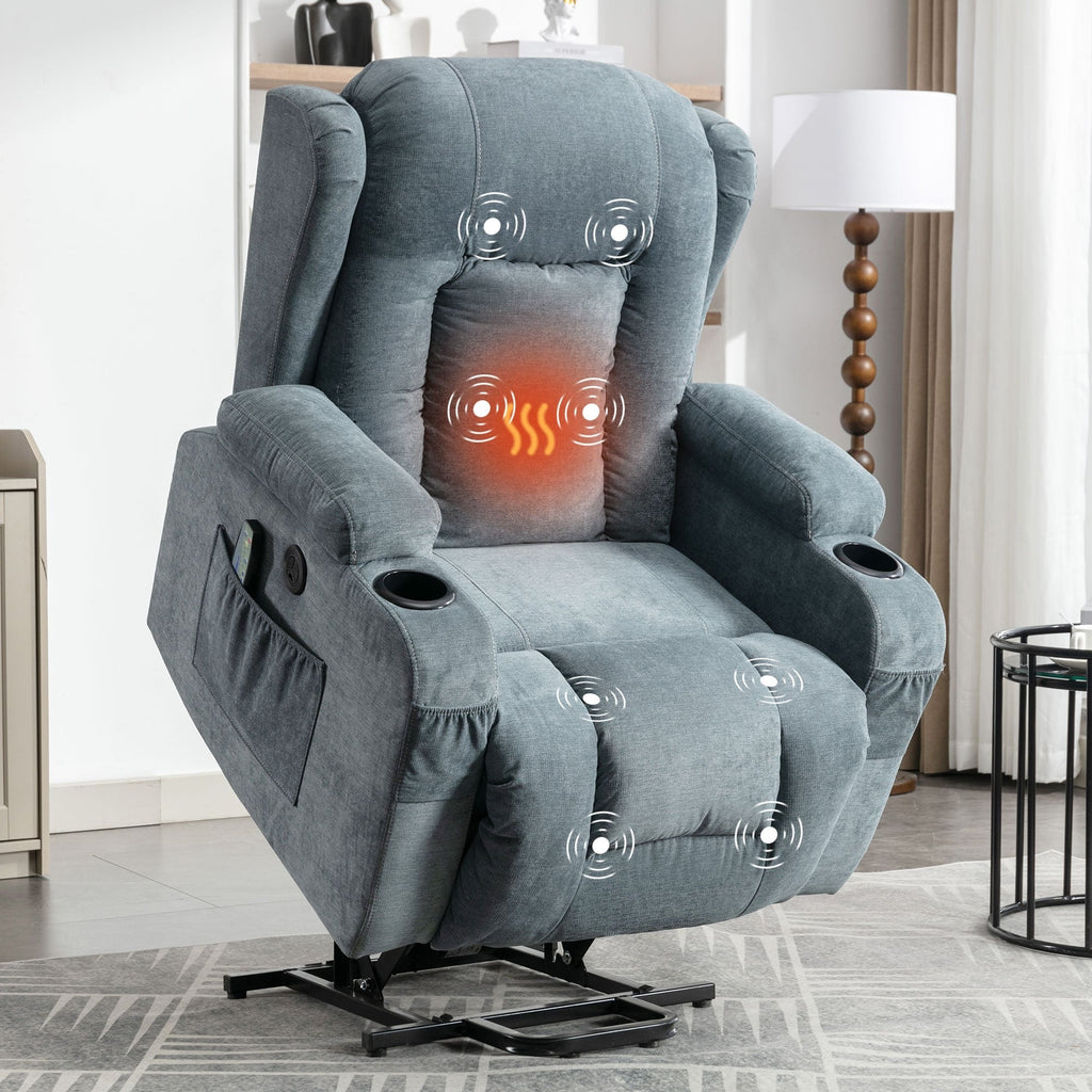 Fauteuil inclinable électrique marron avec chauffage et inclinaison réglable