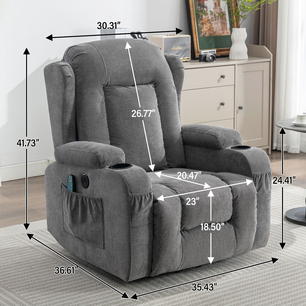 Fauteuil inclinable électrique marron avec chauffage et inclinaison réglable