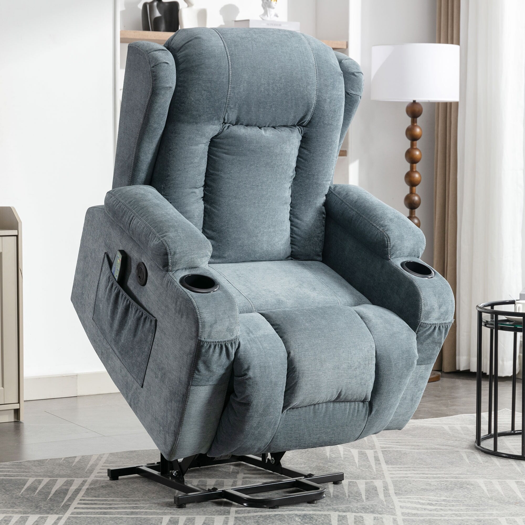 Fauteuil inclinable électrique marron avec chauffage et inclinaison réglable