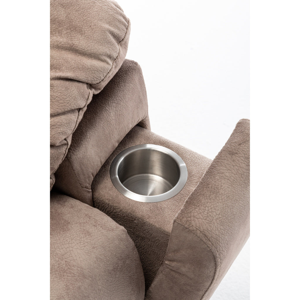 Fauteuil inclinable électrique marron avec chauffage et massage, moteur allemand, porte-gobelets en acier inoxydable et montage rapide