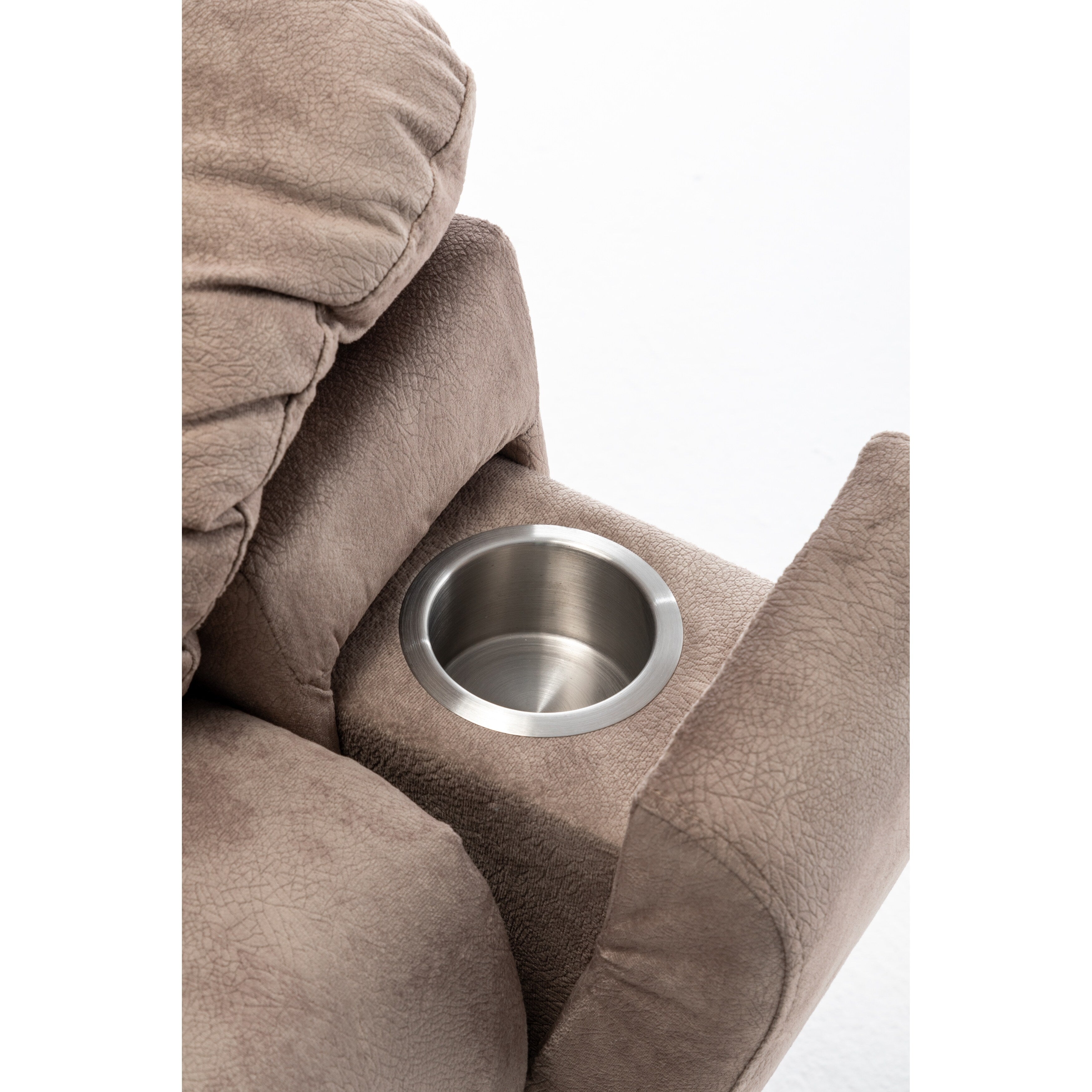 Fauteuil inclinable électrique marron avec chauffage et massage, moteur allemand, porte-gobelets en acier inoxydable et montage rapide