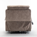 Fauteuil inclinable électrique marron avec chauffage et massage, moteur allemand, porte-gobelets en acier inoxydable et montage rapide