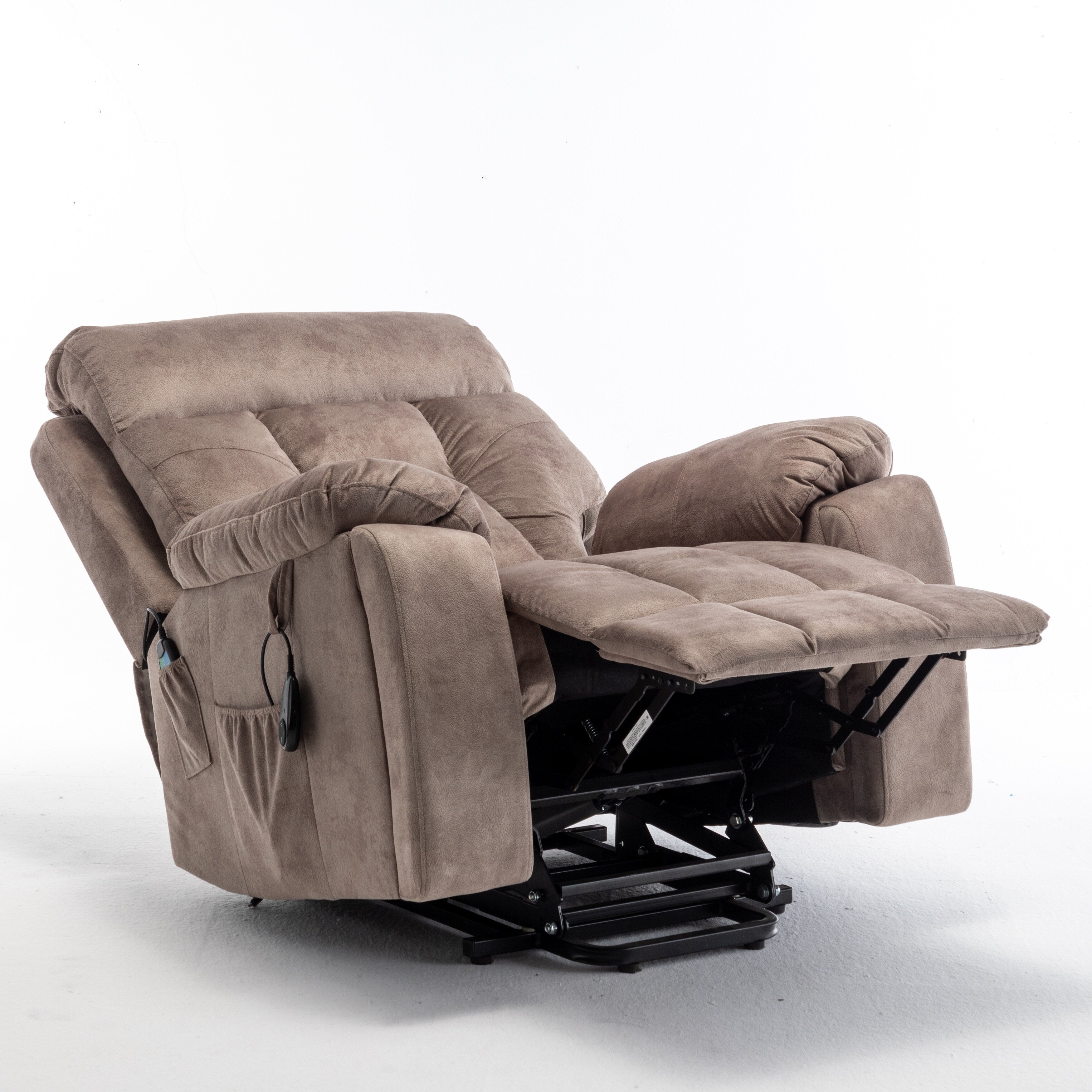 Fauteuil inclinable électrique marron avec massage, chauffage et moteur allemand