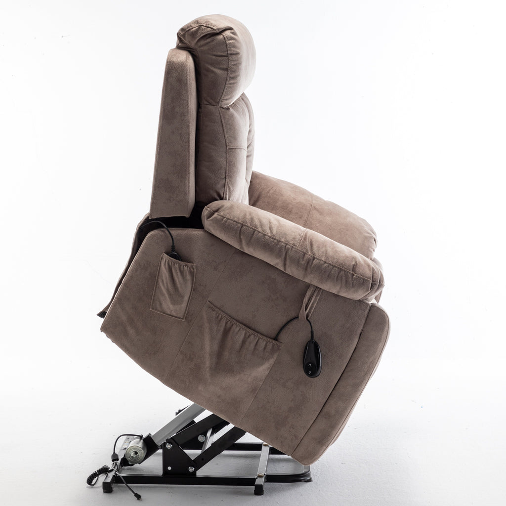 Fauteuil inclinable électrique marron avec massage, chauffage et moteur allemand
