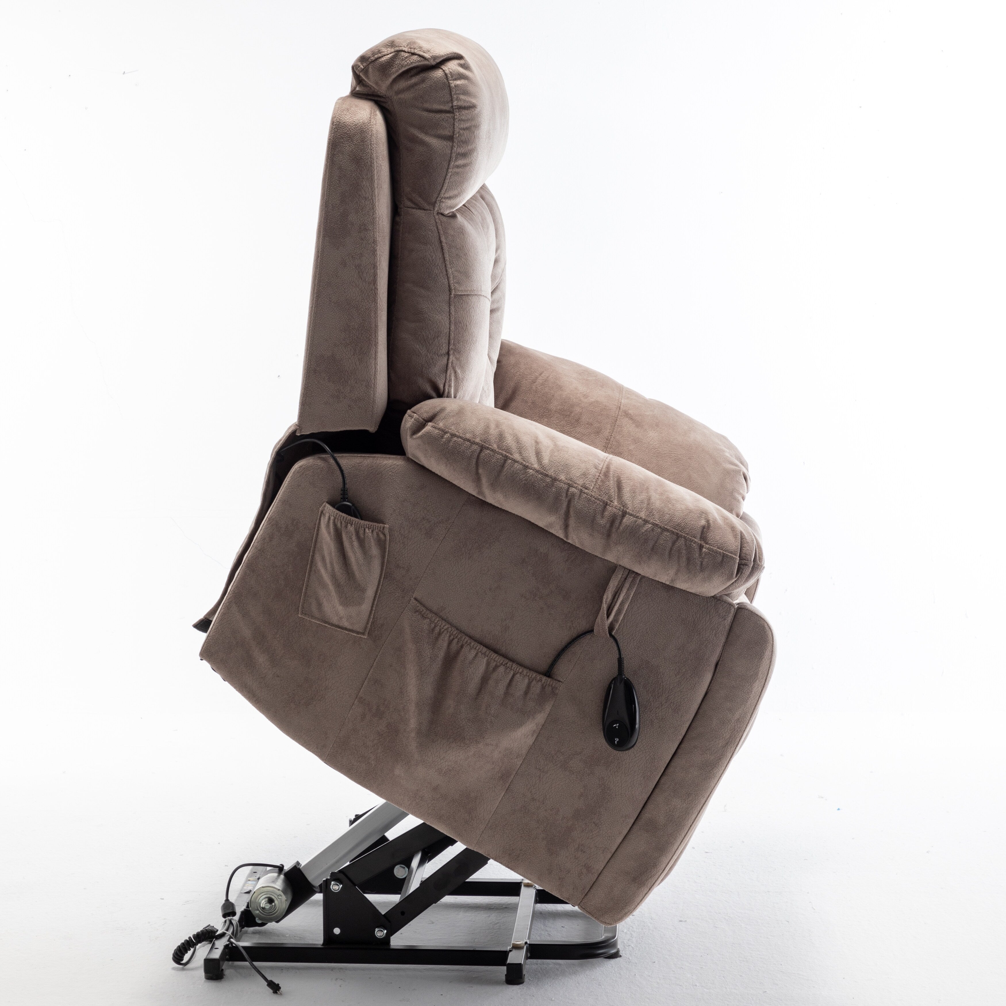 Fauteuil inclinable électrique marron avec massage, chauffage et moteur allemand