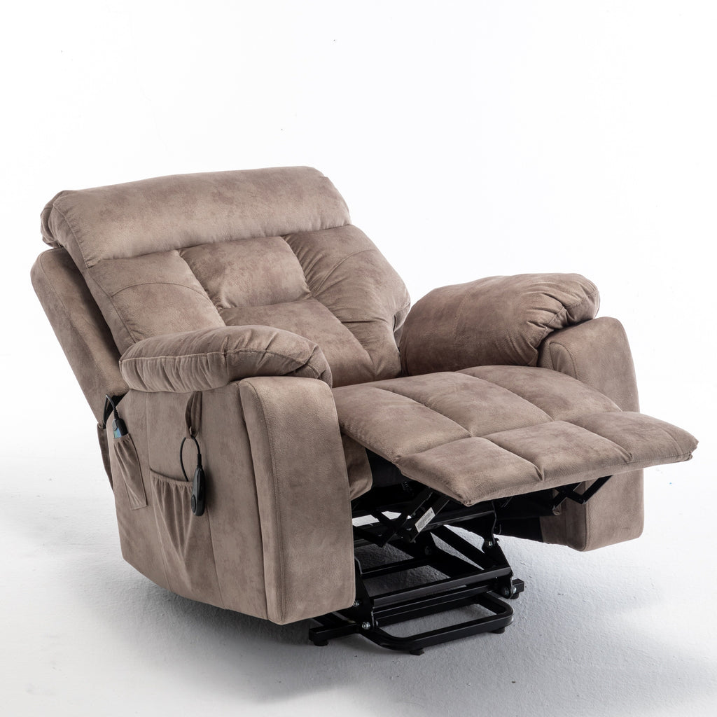 Fauteuil inclinable électrique marron avec massage, chauffage et moteur allemand