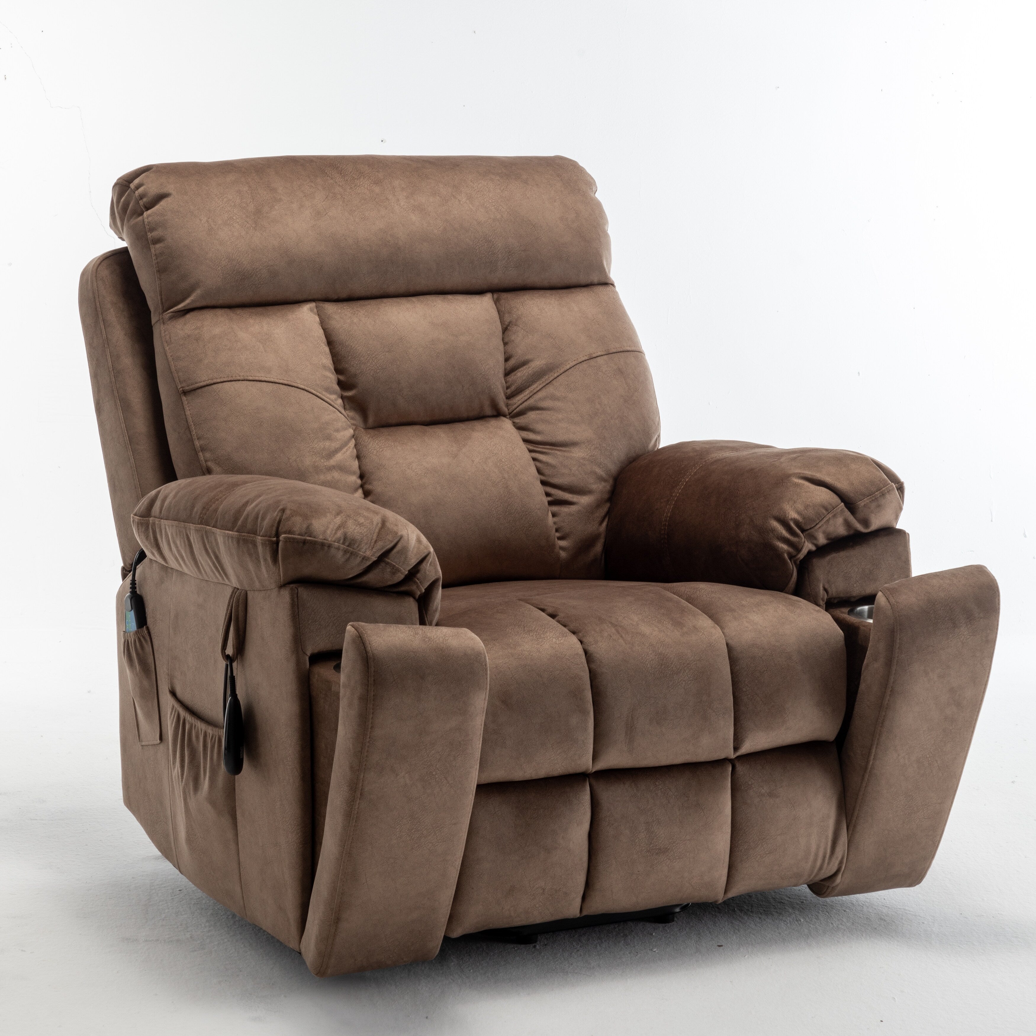 Fauteuil inclinable électrique marron avec massage, chauffage et moteur allemand
