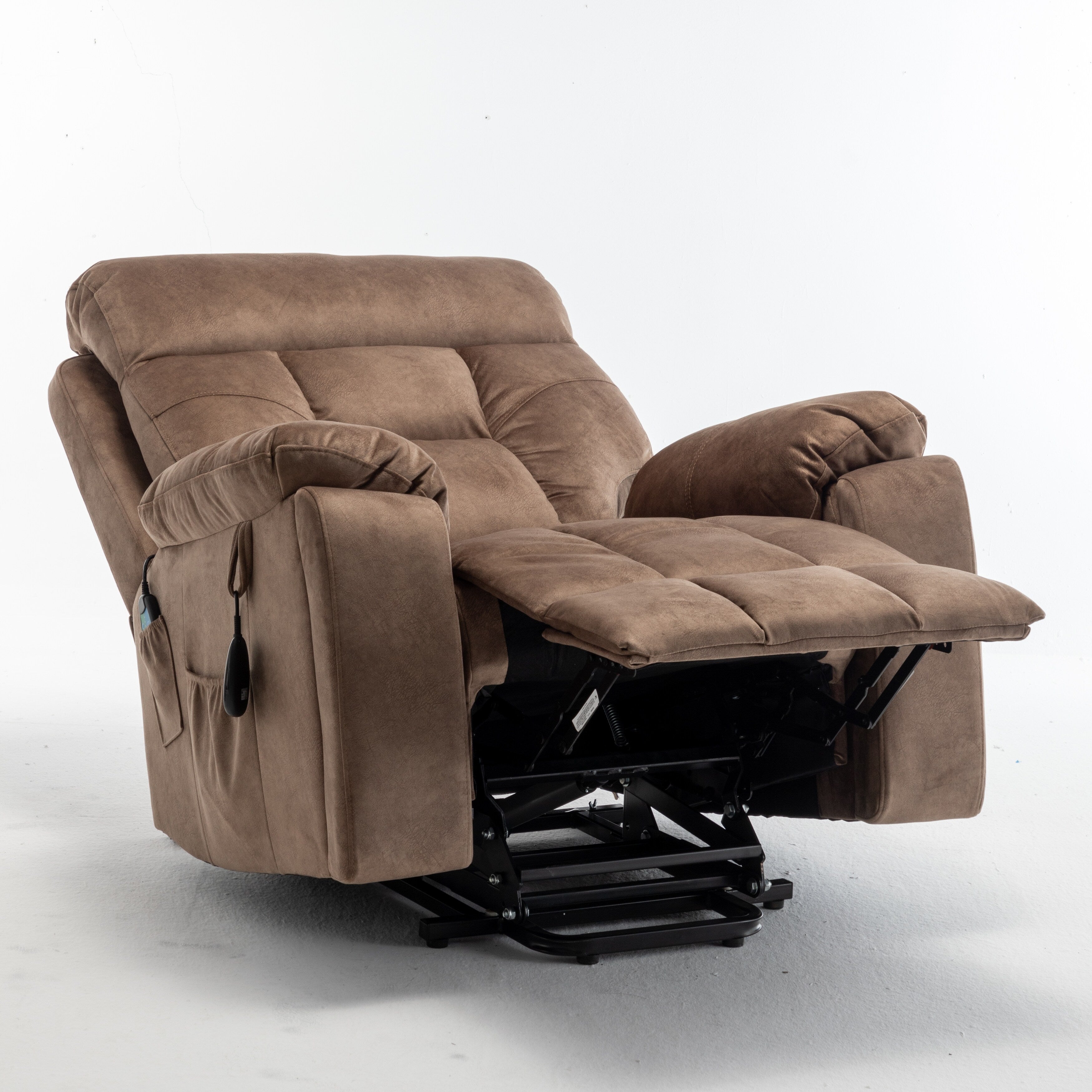 Fauteuil inclinable électrique marron avec massage, chauffage et moteur allemand