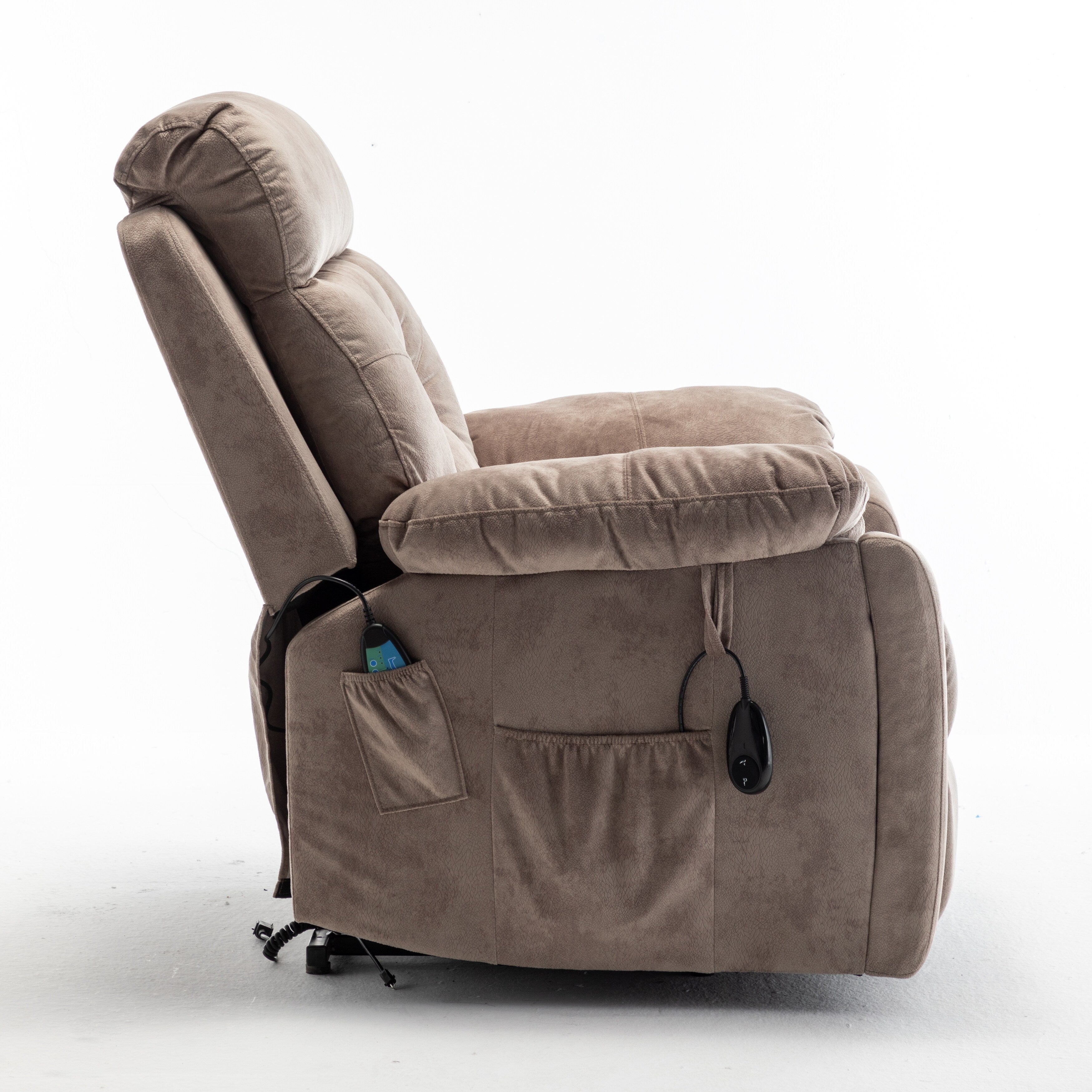 Fauteuil inclinable électrique marron avec massage, chauffage et moteur allemand