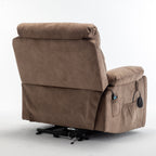 Fauteuil inclinable électrique marron avec massage, chauffage lombaire, moteur allemand silencieux, tissu en duvet d'oie et porte-gobelets