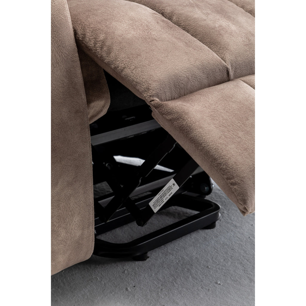 Fauteuil inclinable électrique marron avec massage, chauffage lombaire, moteur allemand silencieux, rembourrage en duvet d'oie et porte-gobelets