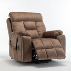Fauteuil inclinable électrique marron avec massage, chauffage lombaire, moteur allemand silencieux, rembourrage en duvet d'oie et porte-gobelets