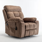Fauteuil inclinable électrique marron avec massage, chauffage lombaire, moteur allemand silencieux, rembourrage en duvet d'oie et porte-gobelets